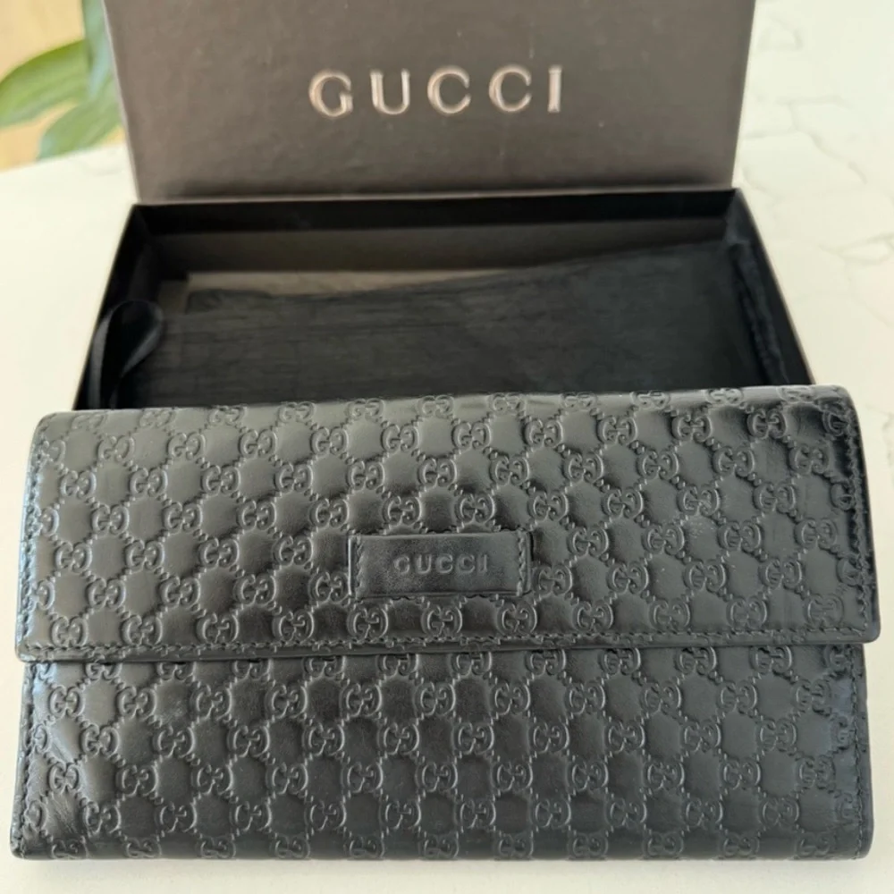 Authentic Gucci GG Guccissima Leather Black Long Wallet FULL INCLUSION W COA EUC - Picture 3 of 8